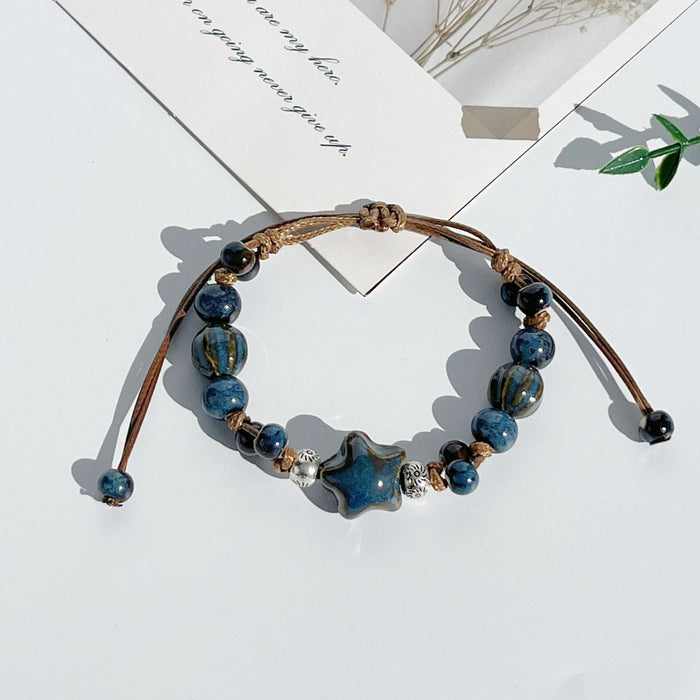 Wholesale Hand string student jewelry pentagram ceramic bracelet