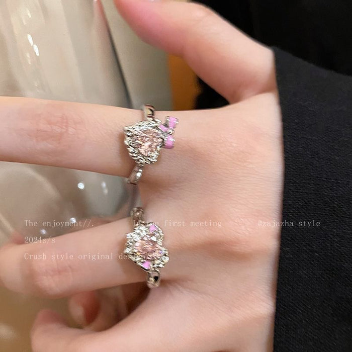 Wholesale Butterfly Knot Love Zircon Open Ring Versatile Personalized Ring Niche Luxury Fashion Finger Ring