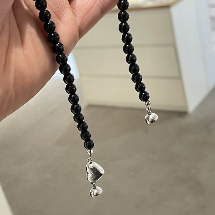 Wholesale Black Beaded Pearl Love Magnetic Buckle Necklace JDC-NE-DouYin003