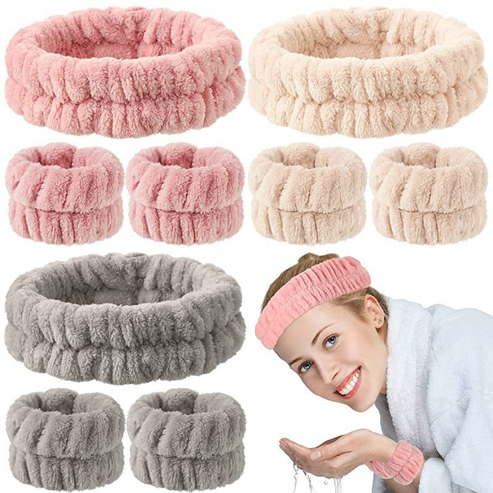 Wholesale Hairbands and Wristbands Set Hot Selling Women' s Face Wash Non-Slip Headband Pleated Hair Accessories Hairbands