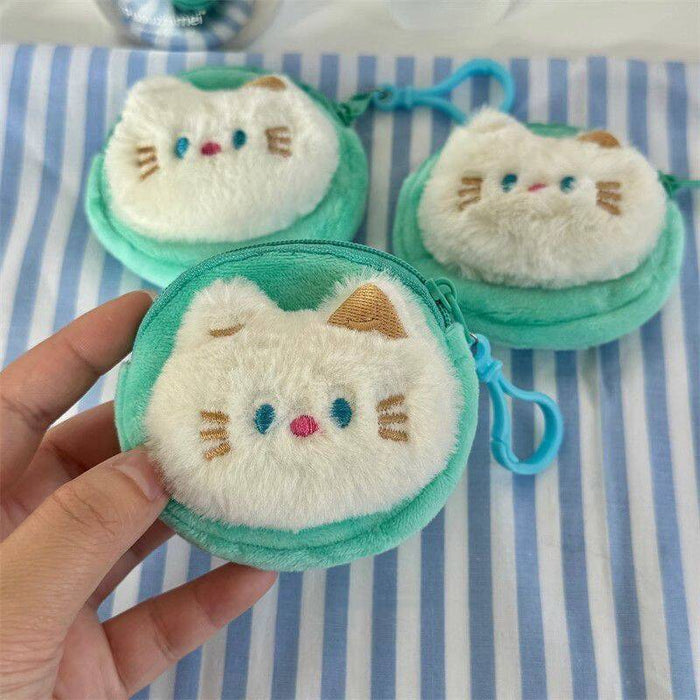 Wholesale Blue Eyes Kitten Cute Cartoon Coin Purse Plush Headphone Bag Storage Bag
