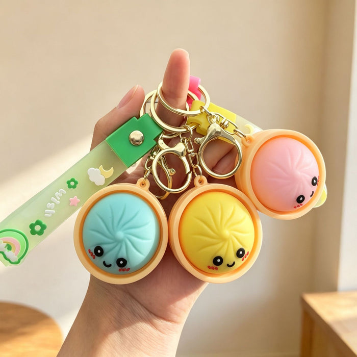 Wholesale PVC Soft Simulated Bun Keychain Trendy Car Key Accessory for Couples
