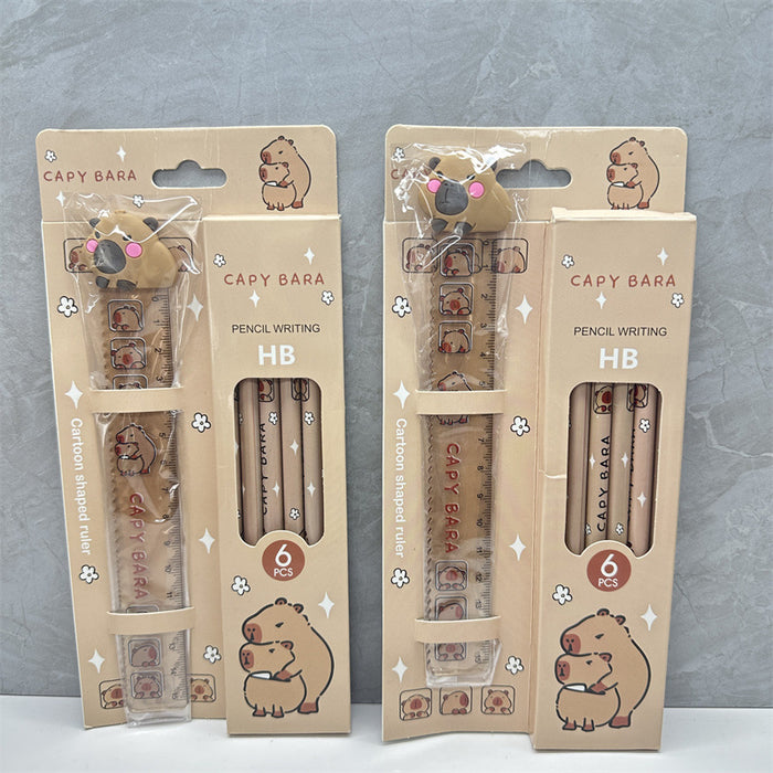 Wholesale 24pcs/set Silicone Straight Foot Wood Pencil Combination Children's Dolphin Stationery Set Gift