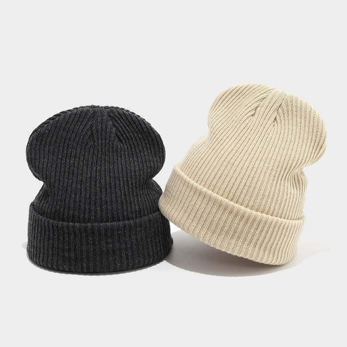 Wholesale Double-striped cuffed pullover warm knitted fashionhat