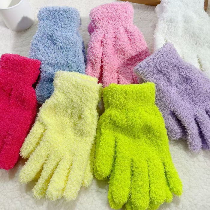 Wholesale Color winter solid color cute warm gloves
