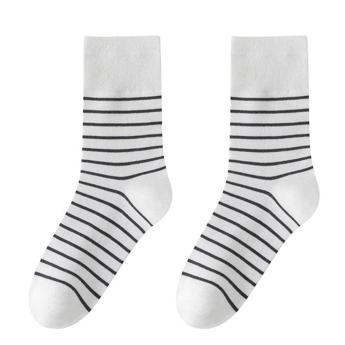 Wholesale Socks made of pure cotton with white stripes, women's sweat absorbing long tube, women's cotton socks