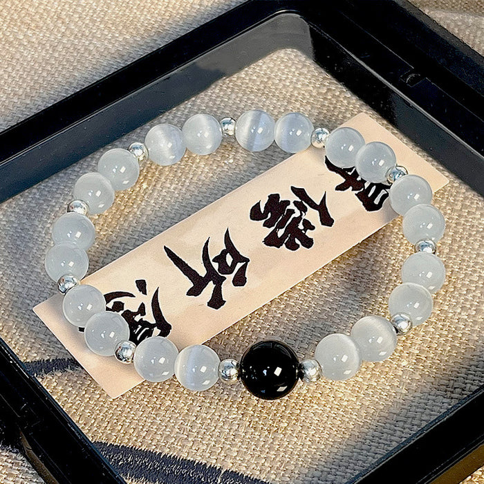 Wholesale Hand string silver obsidian bracelet