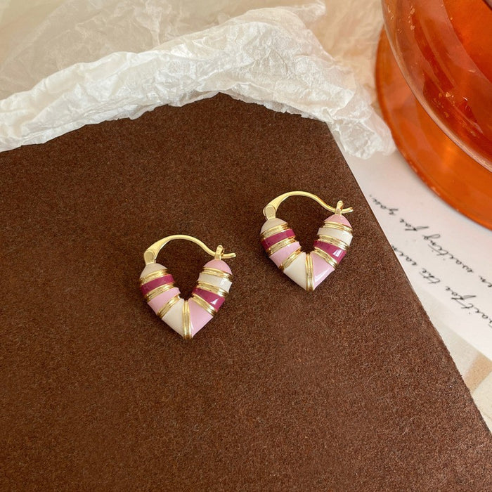 Wholesale Love colored ear studs, earrings, design sense, temperament, earrings