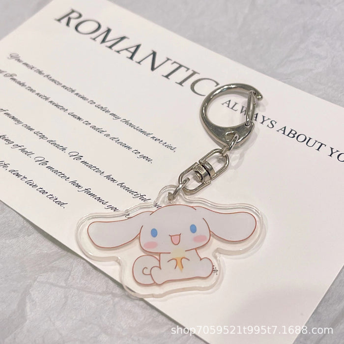 Wholesale Double-sided Keychain Cute Cartoon Book Bag Pendant Transparent Pendant Acrylic Key Ring for Men and Women