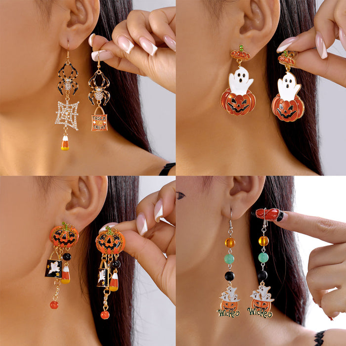 Wholesale Oil-Dropping Diamond Pumpkin Earrings  Funny  Tassel Earrings