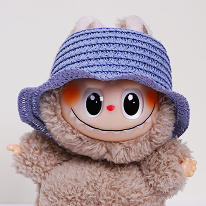 Wholesale  mini hollow top woven straw hat dome wave pull cloth leaking ear hat dress-up baby clothes accessories