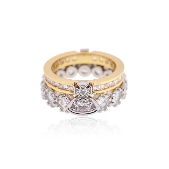 Wholesale Double layered sparkling diamond detachable ring