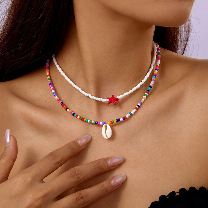 Wholesale Natural Shell Necklace Women Beaded Light Luxury Necklace Bohemian Niche Design