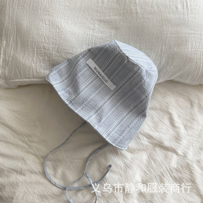 Wholesale Minimally striped tie with back opening sun protection and wide eave sun protection