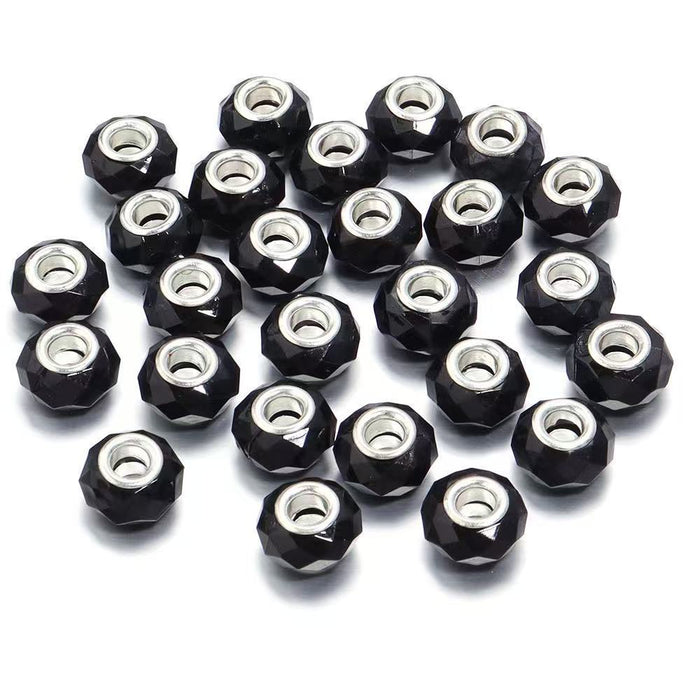 Wholesale spacer Faceted Wheel Plastic Beads Large Hole DIY Jewelry Craft Supply MOQ≥10