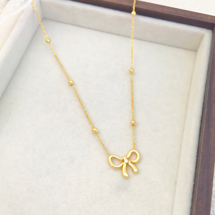 Wholesale Simple bow titanium steel necklace set