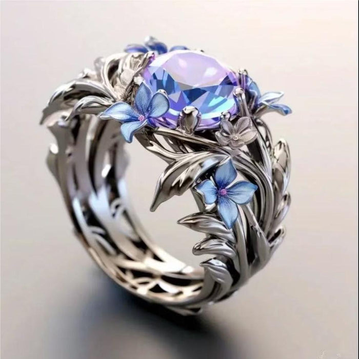 Wholesale Iris flower enamel oil painting ring