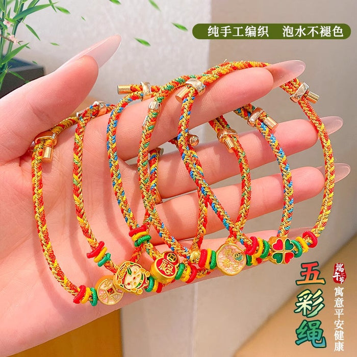 Wholesale colorful rope children hand woven red rope five color bracelet