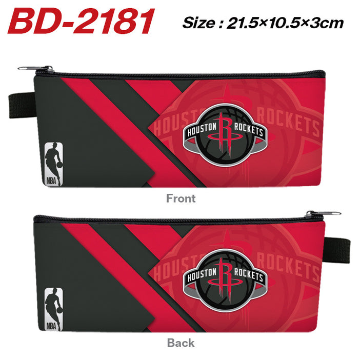 Wholesale Stylish PU Leather Zipper Pencil Pouch Cartoon Sports Team Stationery Organizer For Students Gift