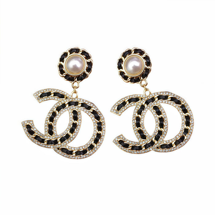 Wholesale Handmade leather full diamond earrings with high-end pendant earrings