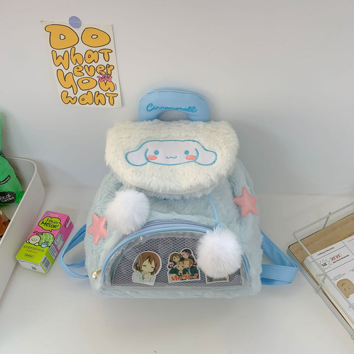 Wholesale Cute plush flip backpack with large capacity, cute backpack, cartoon casual backpack