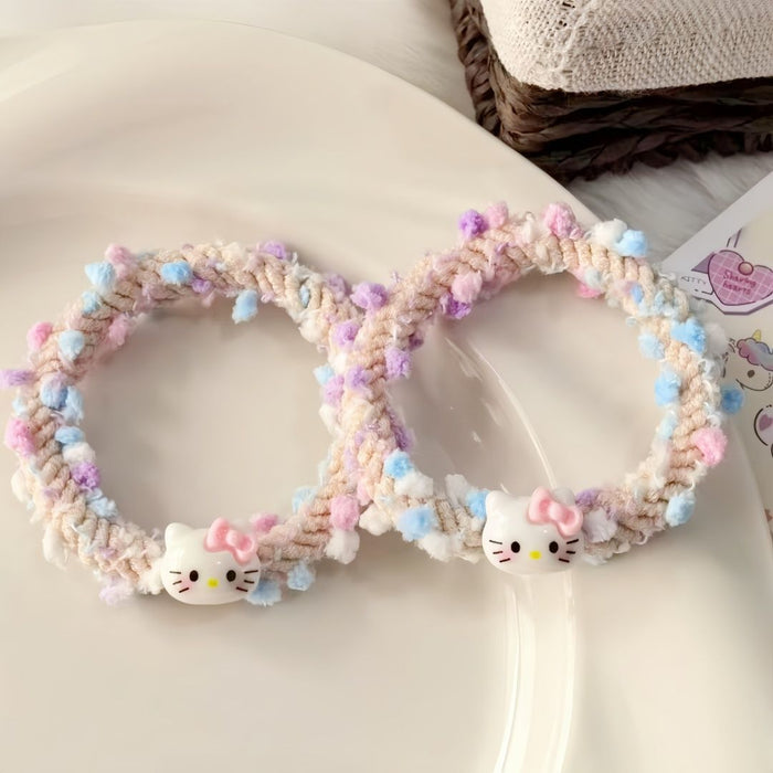 Wholesale Cute cartoon-style colorful braided hair scrunchies