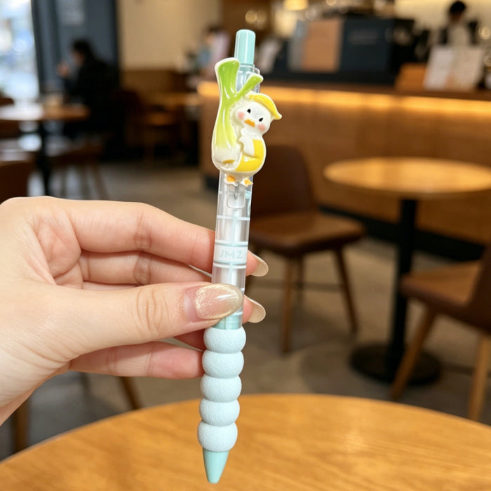 Wholesale Cute Cartoon Duck Gel Pens 0. 5mm Bulk Plastic Ballpoint Pens with Plush Charm Decorative Accessory