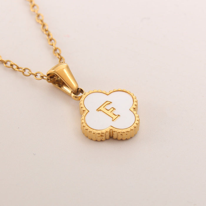 Wholesale gold-plated letter necklace women four-leaf letter pendant necklace jewelry