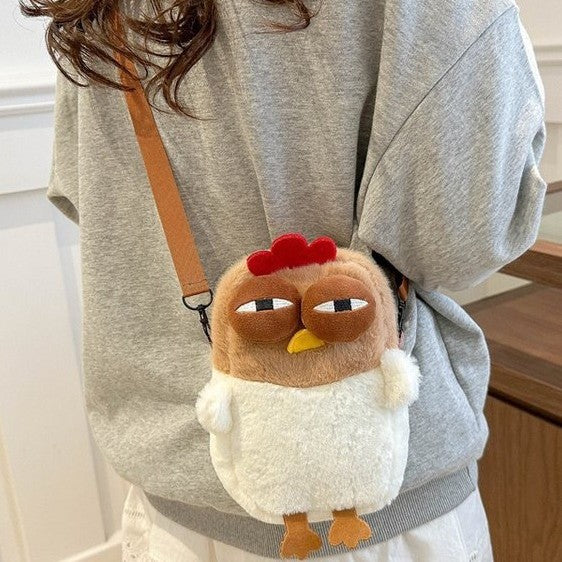 Wholesale Ugly and Cute Giggle Chicken Cross Bag Cute Plush Shoulder Bag