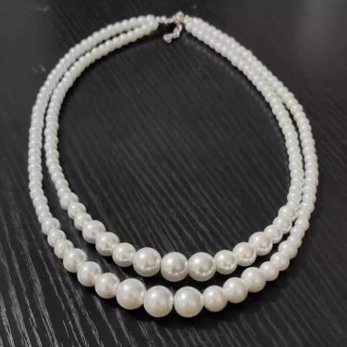 Wholesale Pearl necklace, double layered necklace, elegant and fashionable, photography collarbone chain