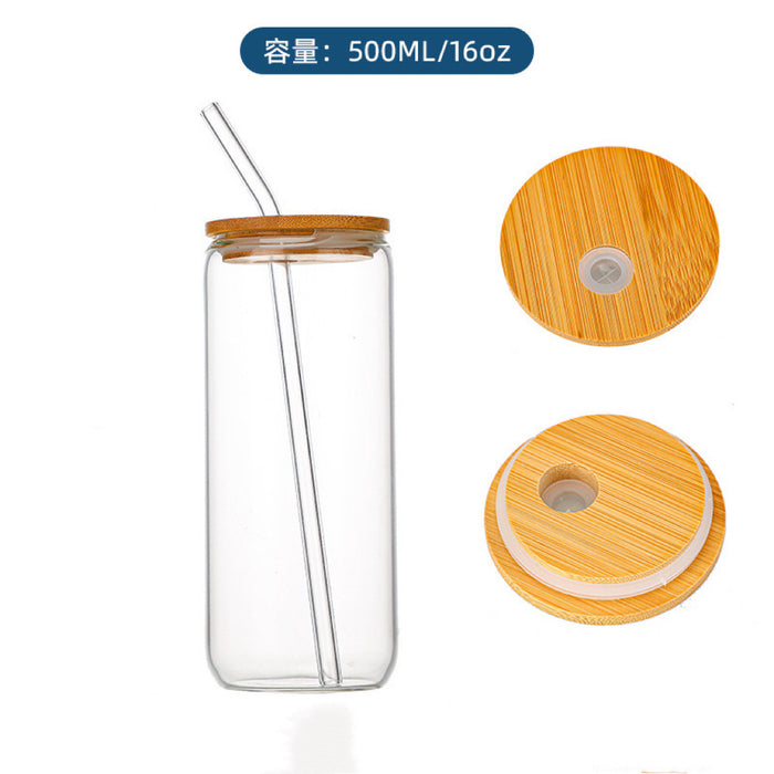 Wholesale16oz High Borosilicate Cola Cup Cold Drink Glass Cup with Lid and Straw Set JDC-CUP-XinR001