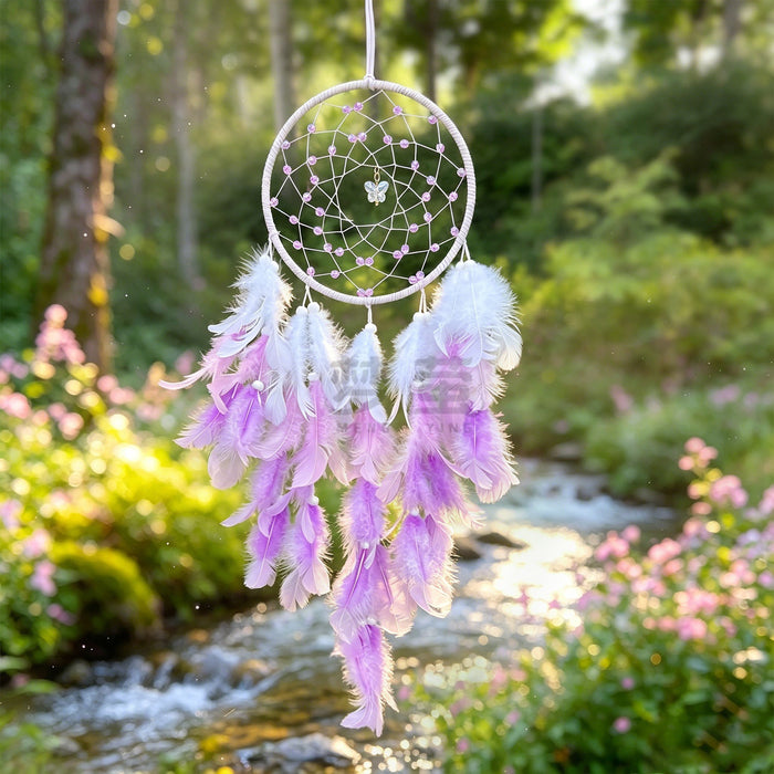 Wholesale Feather Butterfly Dream Catcher Wind Chime Bedroom Wall Decorative Accent MOQ≥2