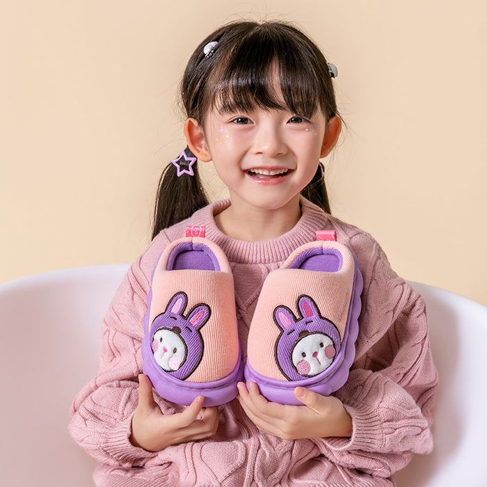 Wholesale Children' s cotton slippers autumn and winter medium and large children' s cute cartoon children' s slippers home indoor plush slippers