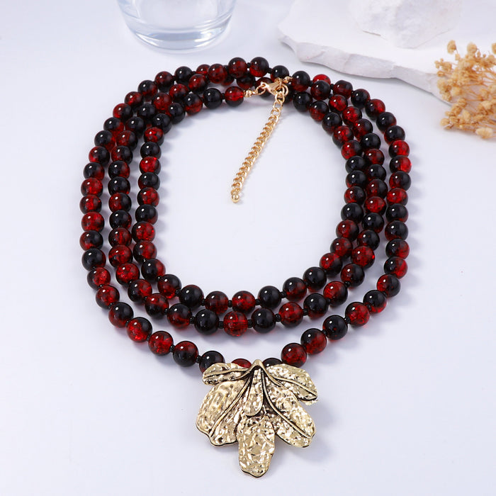 Wholesale Bohemian fashion alloy flower pendant multi-layer women's necklace