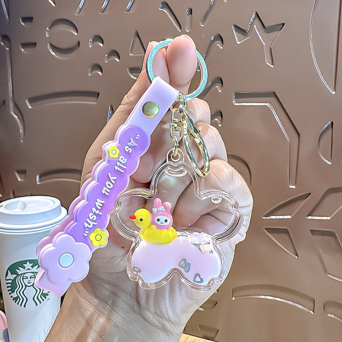 Wholesale Acrylic Drifting Bottle Keychain Cute Yellow Duck Bag Charm