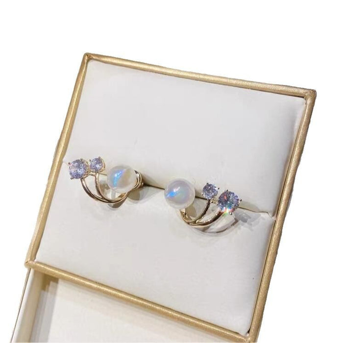 Wholesale New pearl micro inlaid diamond fashionable and niche temperament earrings and ear accessories