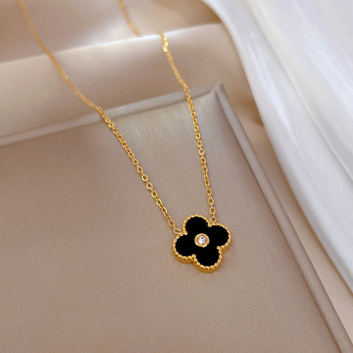 Wholesale Four Leaf Flower Titanium Steel Necklace JDC-NE-LiGe011