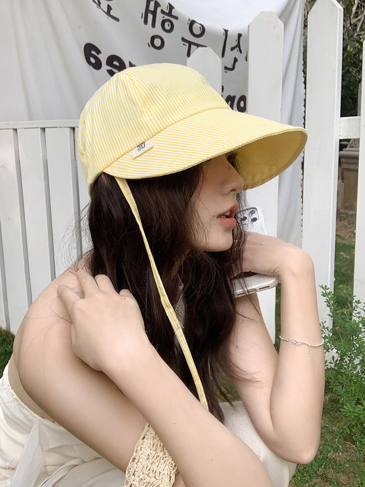 Wholesale Sunshade hat, women's fisherman hat, striped lightweight folding duck tongue hat