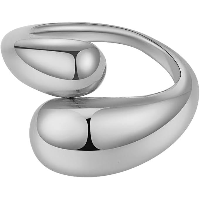 Wholesale Fashion, personality, simplicity, titanium steel, double water drop, gold electroplating, light luxury, trendy ring, ring