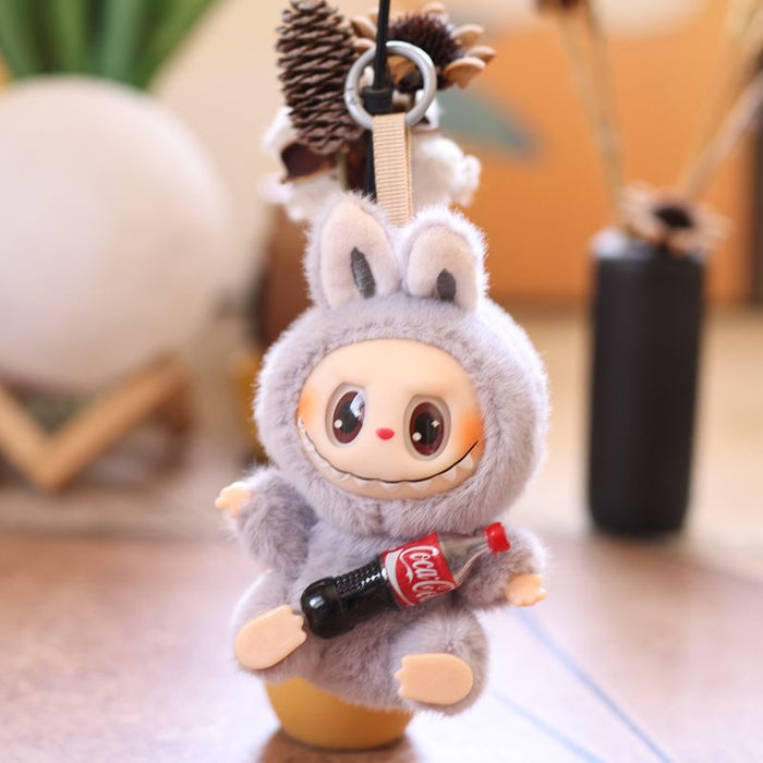 Wholesale Cute and cute second generation Coke vinyl rabbit pendant plush toy doll little rabbit bag pendant keychain