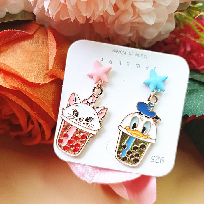 Wholesale Alloy Small Cute Cartoon Silver Earrings JDC-ES-Xiaox021