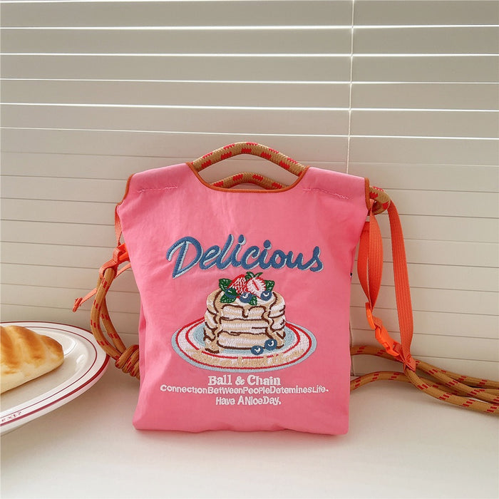 Wholesale Needle Embroidered Donut Mini Bag Mini Shoulder Crossbody Bag Handbag Canvas Bag