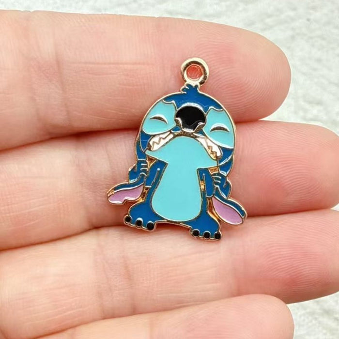 Wholesale 10pcs Cartoon Couple DIY Jewelry Accessories Alloy Enamel Pendant Keychain Earrings