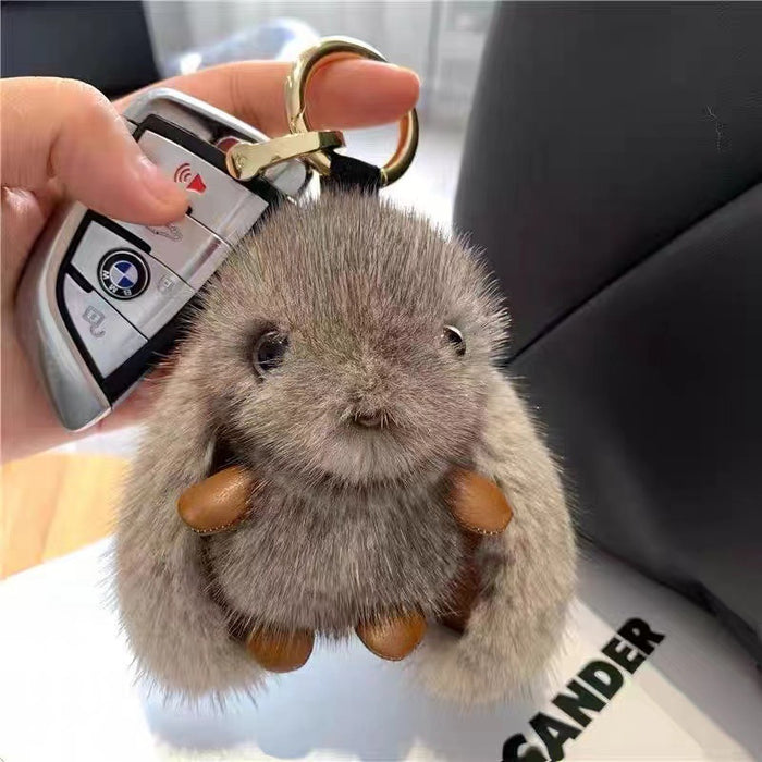 Wholesale Cute Girl Plush Bunny Imitation Mink Hair Car Keychain Pendant Plush Baby Bag Pendant