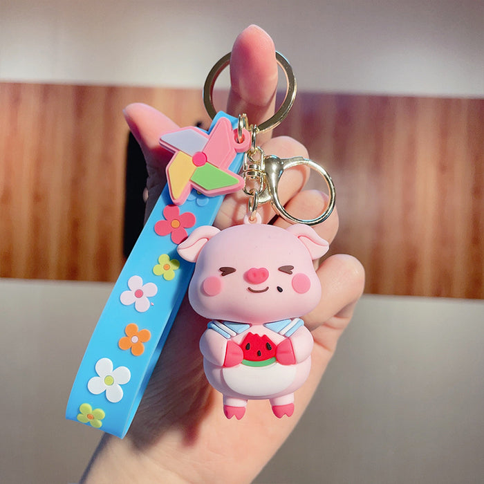 Wholesale Cute Cartoon PVC Pig Keychains