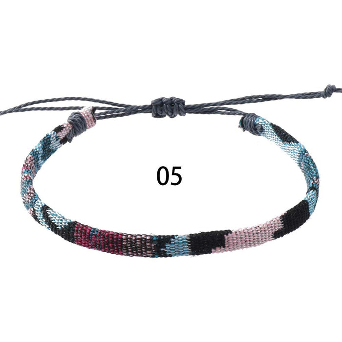 Wholesale Colorful Cotton and Linen Bohemian Fabric Bracelets for Women Hand-woven Knot Bracelets JDC-BT-XH008