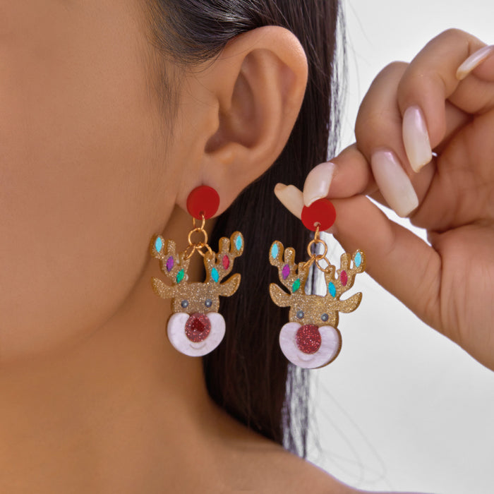 Wholesale Christmas series earrings Nutcracker  lights Christmas tree elk cane acrylic earrings