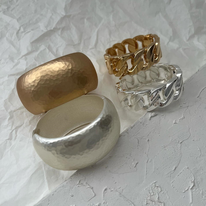 Wholesale Jewelry Metal Fried Dough Twists Bracelet Round Irregular Alloy Bracelet Exaggerated Wide Edition Handwear