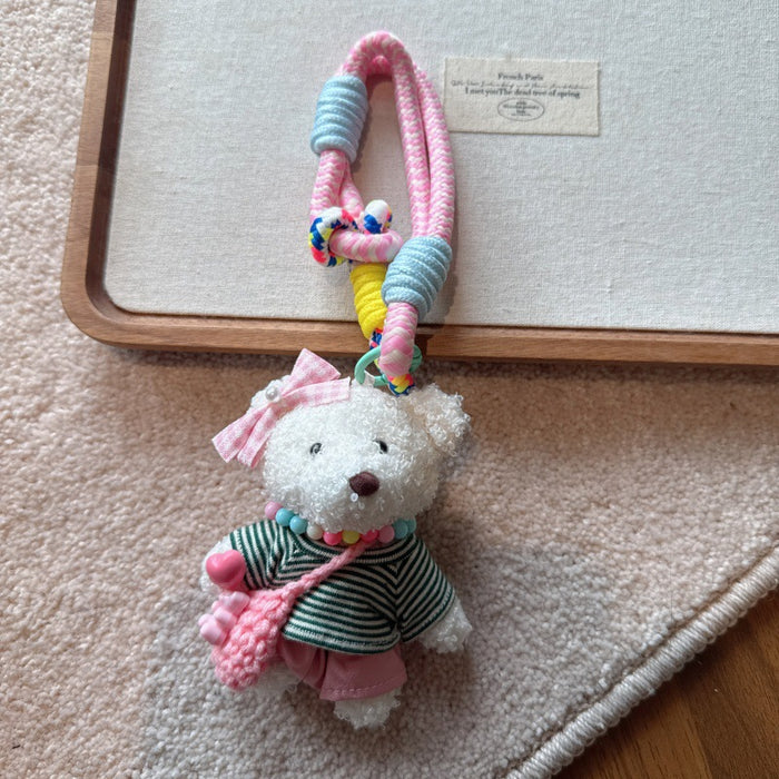 Wholesale  Cute Satchel Pendant Bear Mobile Phone Rope Color Rope Keychain Toy Bag Pendant