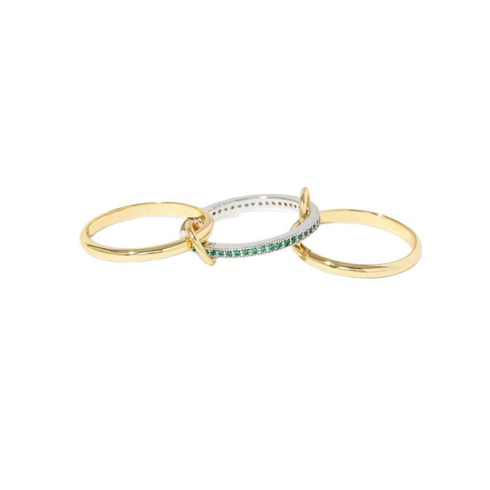 Wholesale New Stacked Cubic Zirconia Ring Gold Thick Solid Gloss Gold Silver Double Splicing Three Ring Ring